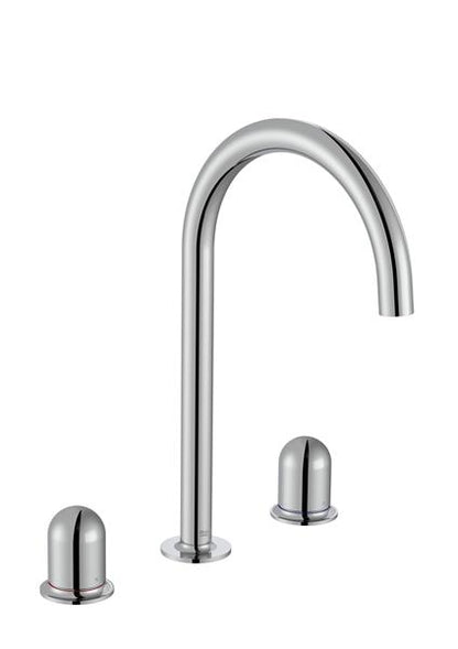 Roca Bath - Nu Widespread Basin Faucet With Deck-Mounted Lateral Handles - 3 Holes - And Dome Handle. L-Size