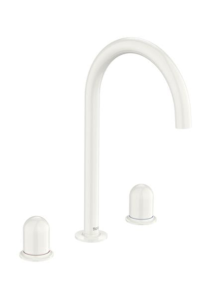 Roca Bath - Nu Widespread Basin Faucet With Deck-Mounted Lateral Handles - 3 Holes - And Dome Handle. L-Size
