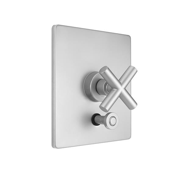Jaclo - Rectangle Plate With Contempo Slim Cross Trim For  Pressure Balance Cycling Valve With Built-in Diverter (J-DIV-CSV)