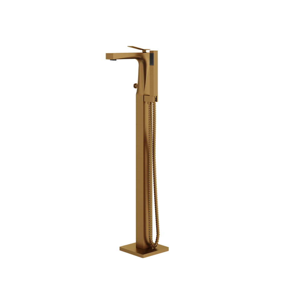 Aquabrass - Chicane Floormount Tub Filler with Handshower