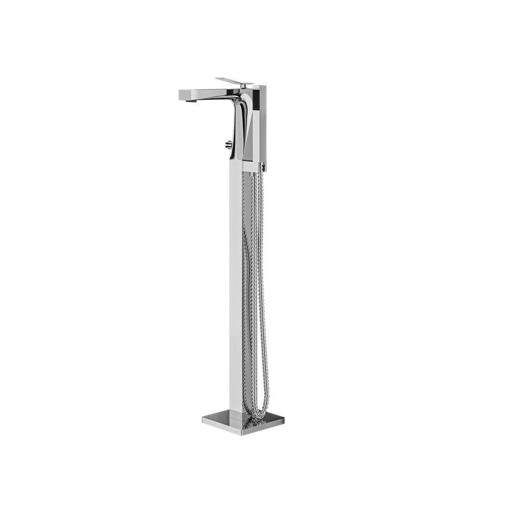Aquabrass - Chicane Floormount Tub Filler with Handshower