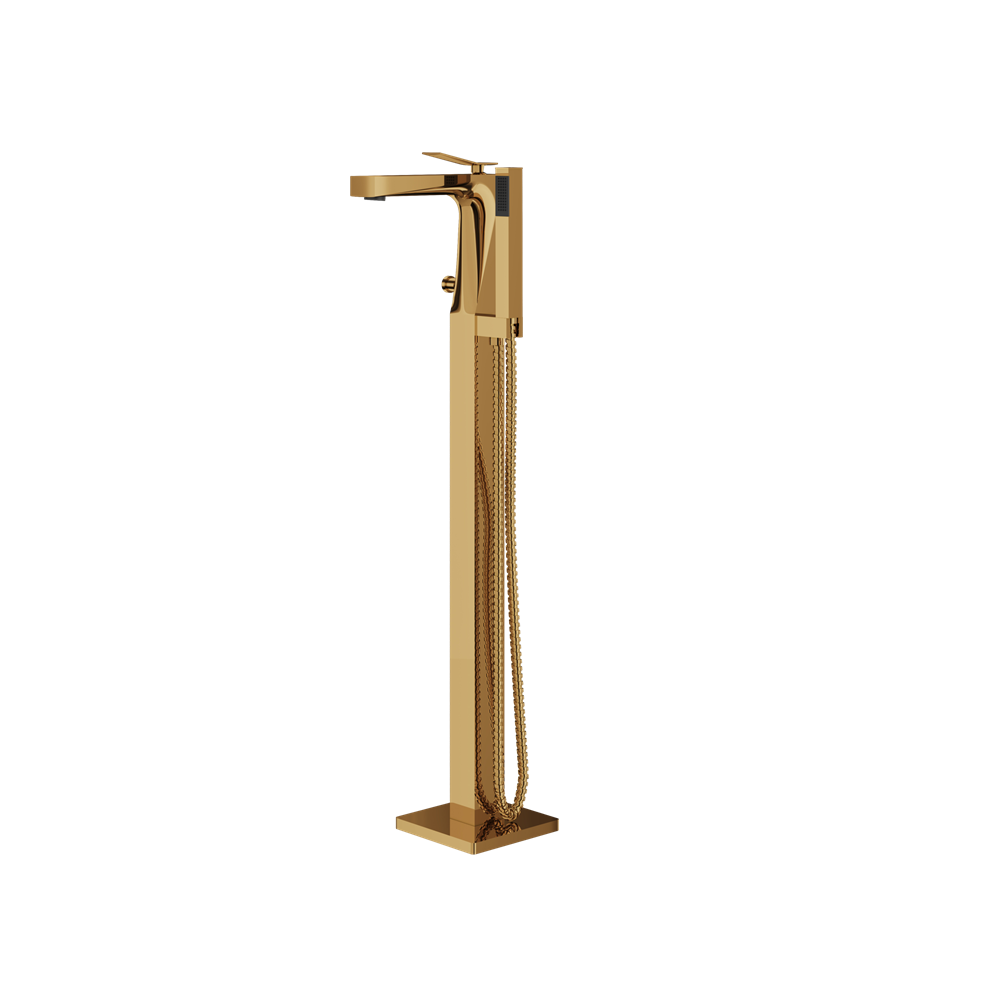 Aquabrass - Chicane Floormount Tub Filler with Handshower