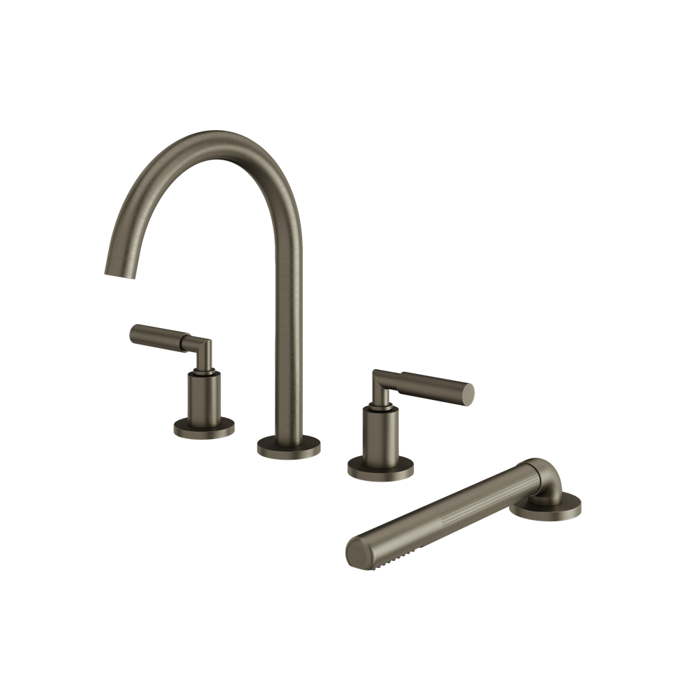 Aquabrass - Aria 4Pcs Deck Tub Filler with Handshower and 2 Mixers