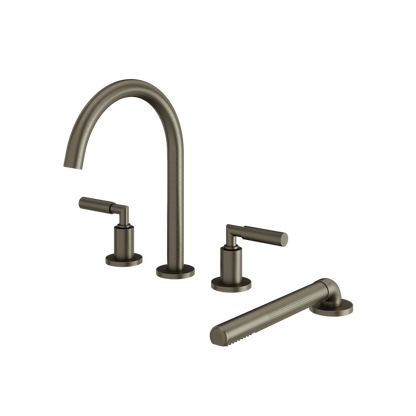 Aquabrass - Aria 4Pcs Deck Tub Filler with Handshower and 2 Mixers