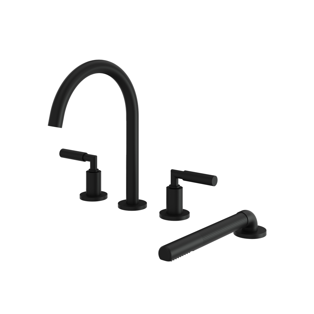 Aquabrass - Aria 4Pcs Deck Tub Filler with Handshower and 2 Mixers