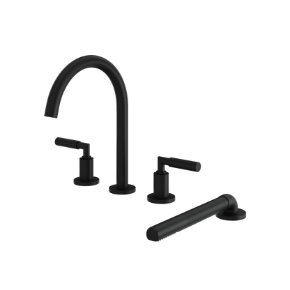 Aquabrass - Aria 4Pcs Deck Tub Filler with Handshower and 2 Mixers