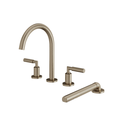 Aquabrass - Aria 4Pcs Deck Tub Filler with Handshower and 2 Mixers