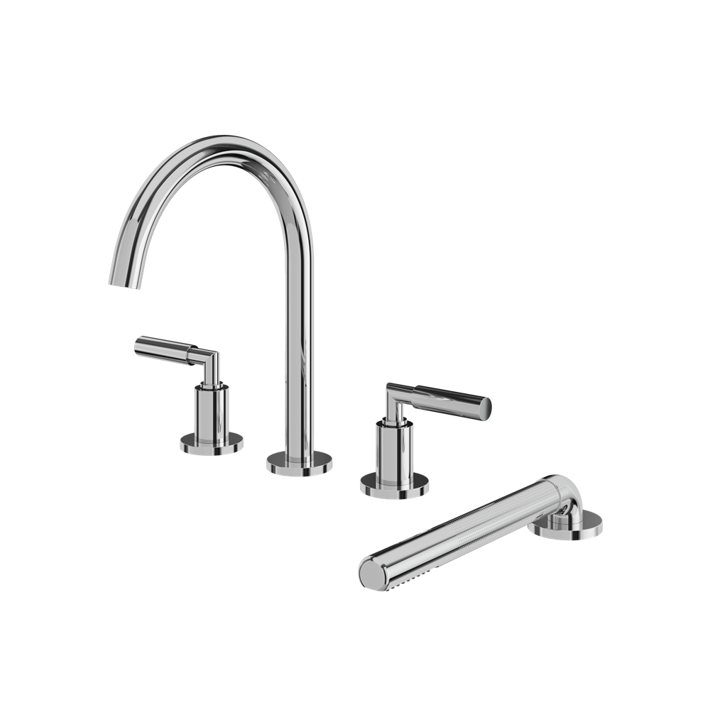 Aquabrass - Aria 4Pcs Deck Tub Filler with Handshower and 2 Mixers