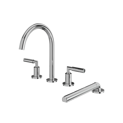 Aquabrass - Aria 4Pcs Deck Tub Filler with Handshower and 2 Mixers