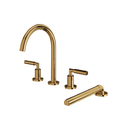 Aquabrass - Aria 4Pcs Deck Tub Filler with Handshower and 2 Mixers