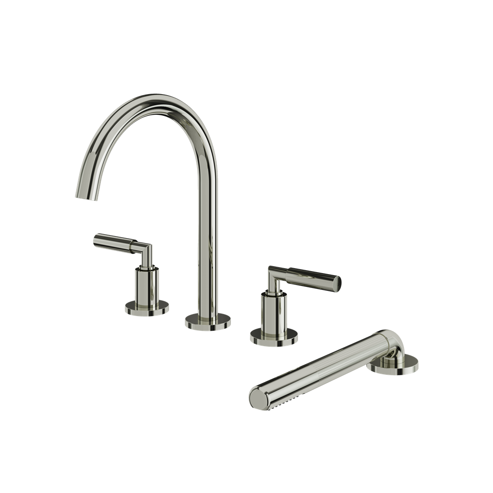 Aquabrass - Aria 4Pcs Deck Tub Filler with Handshower and 2 Mixers