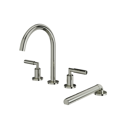 Aquabrass - Aria 4Pcs Deck Tub Filler with Handshower and 2 Mixers