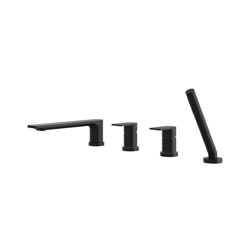 Aquabrass - Alpha Deckmount Tub Filler with Handshower and 2 Mixers