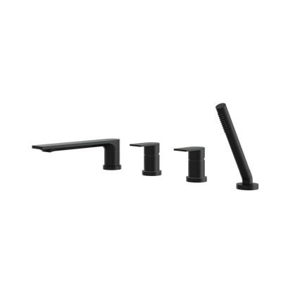 Aquabrass - Alpha Deckmount Tub Filler with Handshower and 2 Mixers