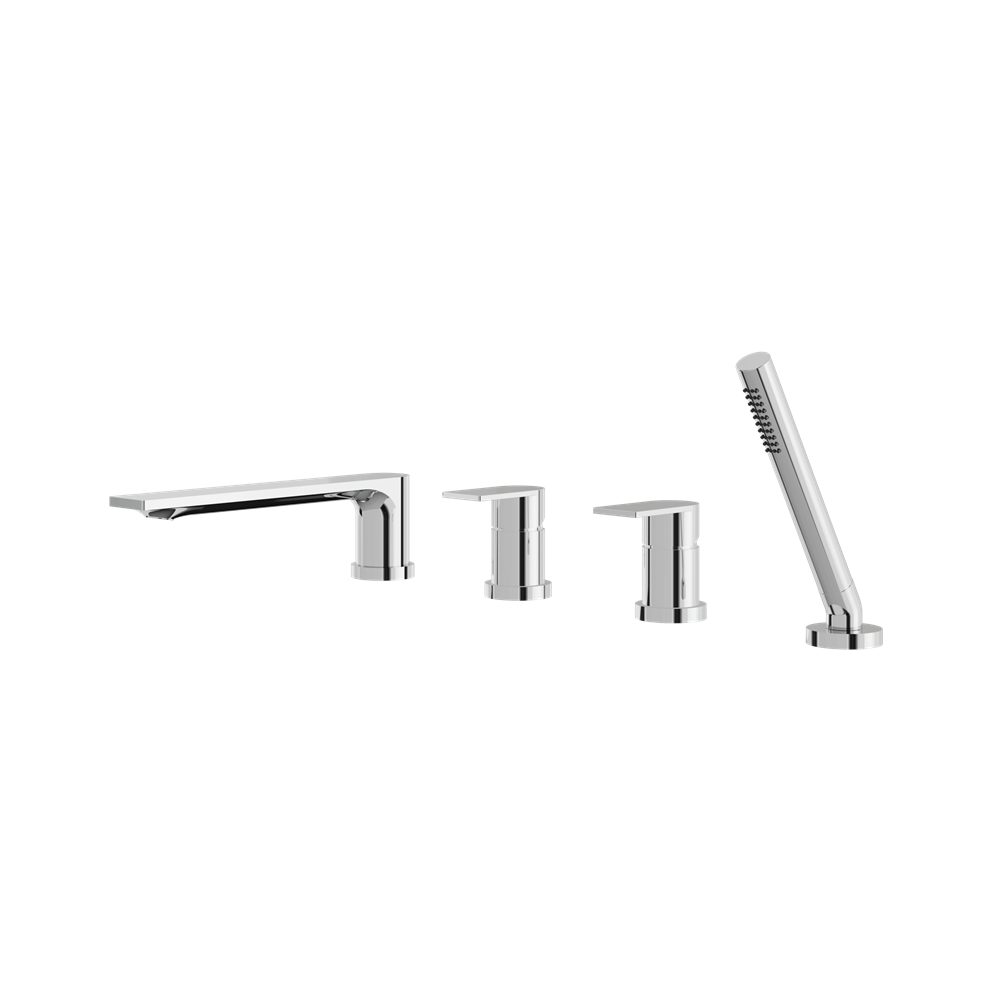 Aquabrass - Alpha Deckmount Tub Filler with Handshower and 2 Mixers