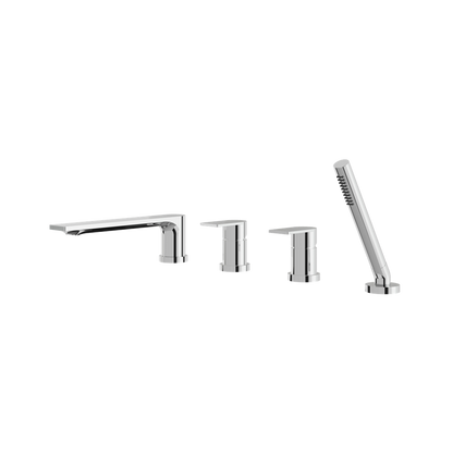 Aquabrass - Alpha Deckmount Tub Filler with Handshower and 2 Mixers