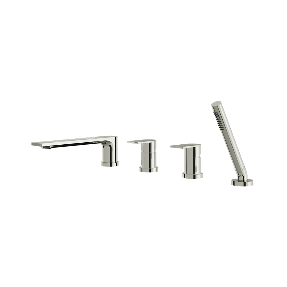 Aquabrass - Alpha Deckmount Tub Filler with Handshower and 2 Mixers