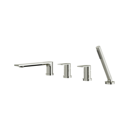 Aquabrass - Alpha Deckmount Tub Filler with Handshower and 2 Mixers