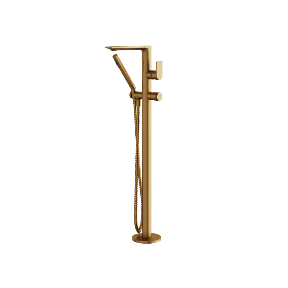 Aquabrass - Alpha Floormount Tub Filler with Handshower