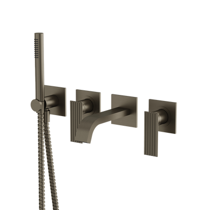 Aquabrass - Tosca Wallmount Tub Filler With Handshower - Trim Only