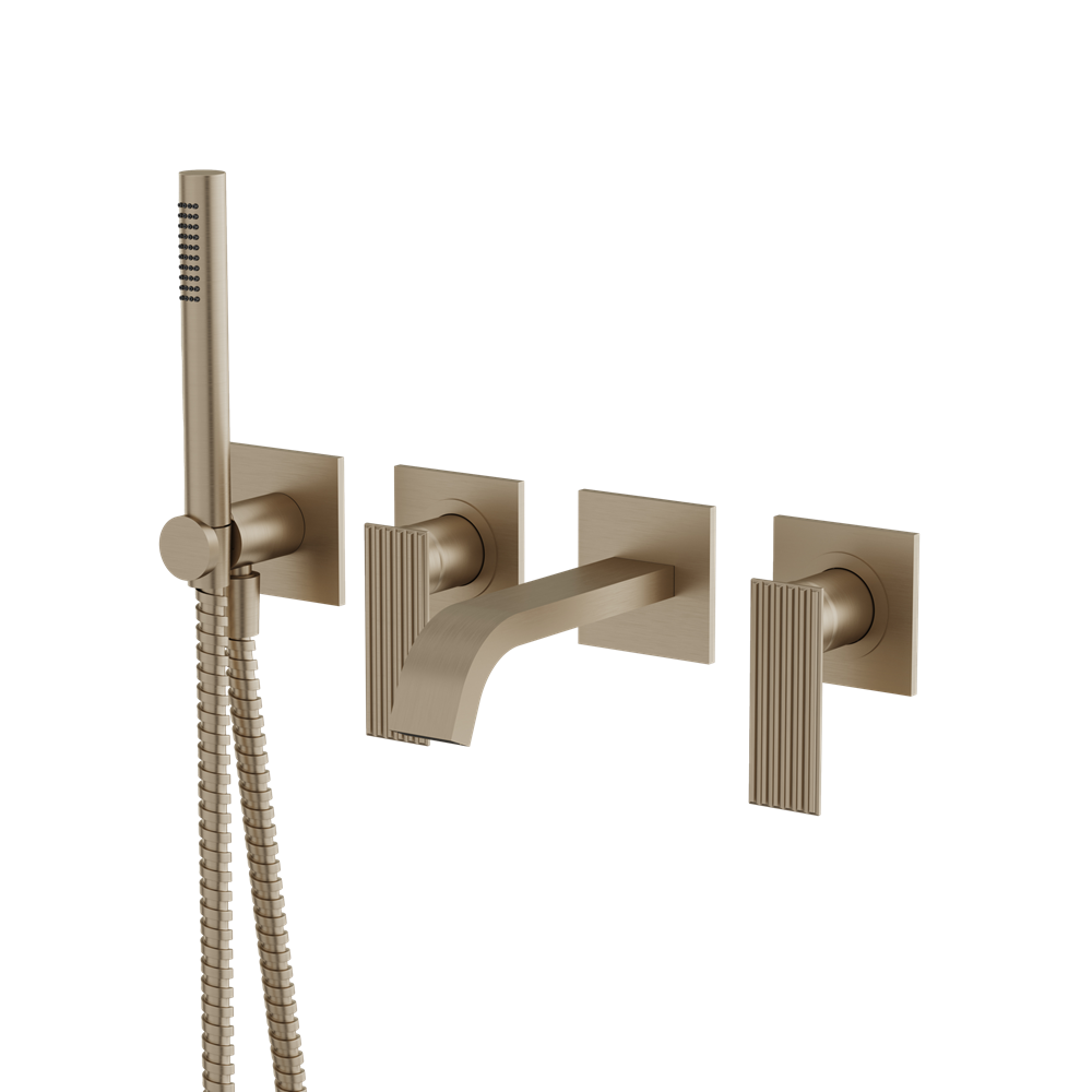 Aquabrass - Tosca Wallmount Tub Filler With Handshower - Trim Only