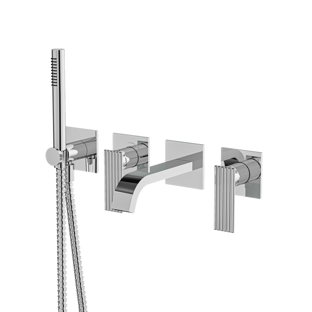Aquabrass - Tosca Wallmount Tub Filler With Handshower - Trim Only