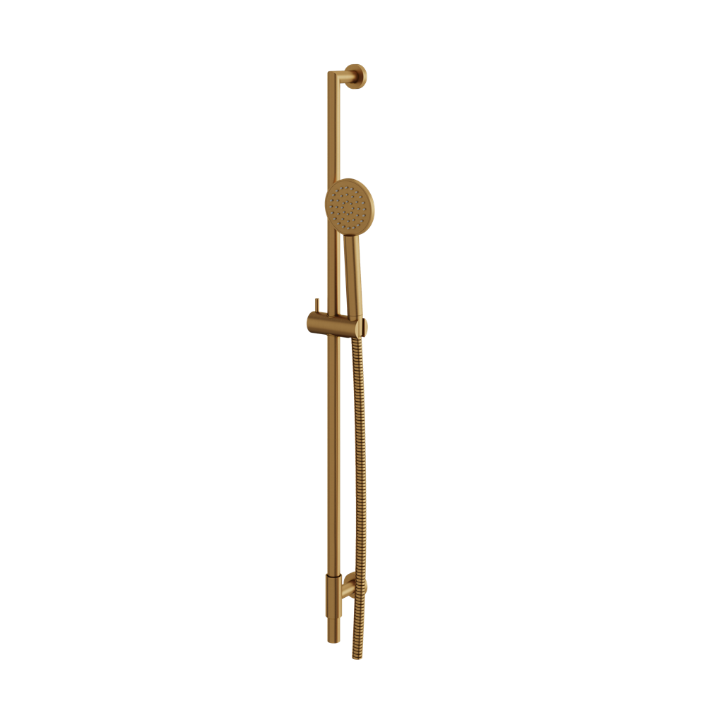 Aquabrass - Complete Round Shower Rail with Round Brass Handshower