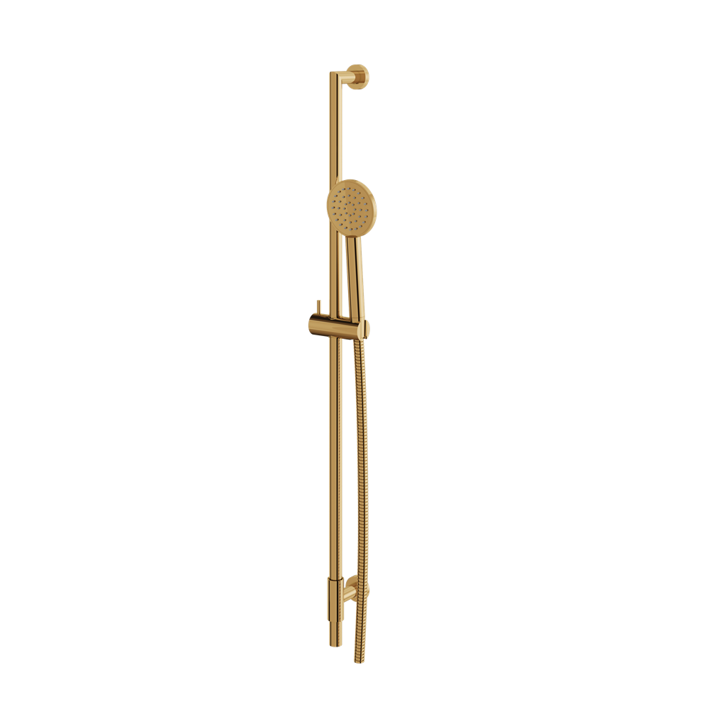 Aquabrass - Complete Round Shower Rail with Round Brass Handshower