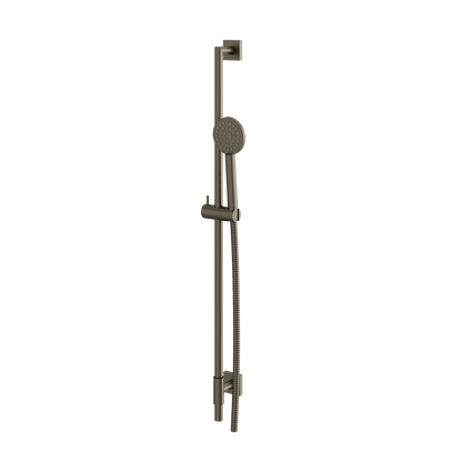 Aquabrass - Complete Round Shower Rail with Square Flanges & Round Handshower