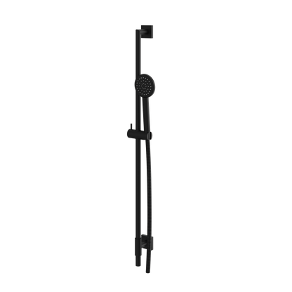 Aquabrass - Complete Round Shower Rail with Square Flanges & Round Handshower
