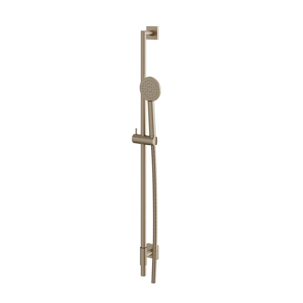 Aquabrass - Complete Round Shower Rail with Square Flanges & Round Handshower