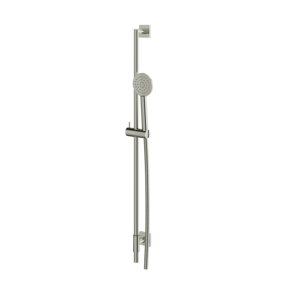 Aquabrass - Complete Round Shower Rail with Square Flanges & Round Handshower