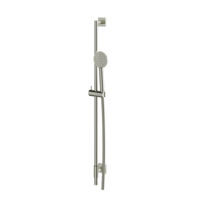Aquabrass - Complete Round Shower Rail with Square Flanges & Round Handshower