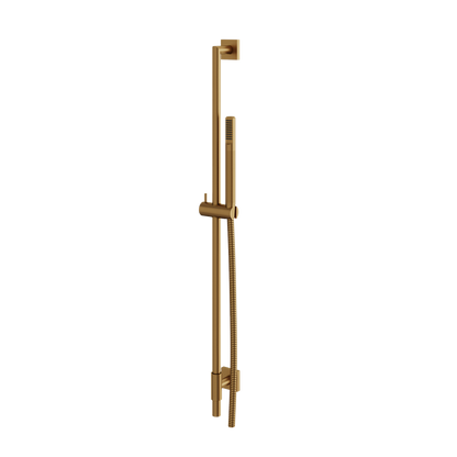 Aquabrass - Complete Round Shower Rail with Square Flanges & Tubular Handshower