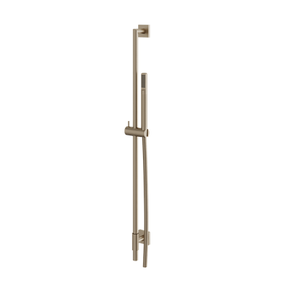 Aquabrass - Complete Round Shower Rail with Square Flanges & Tubular Handshower