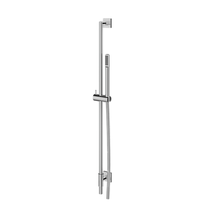 Aquabrass - Complete Round Shower Rail with Square Flanges & Tubular Handshower