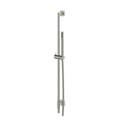 Aquabrass - Complete Round Shower Rail with Square Flanges & Tubular Handshower