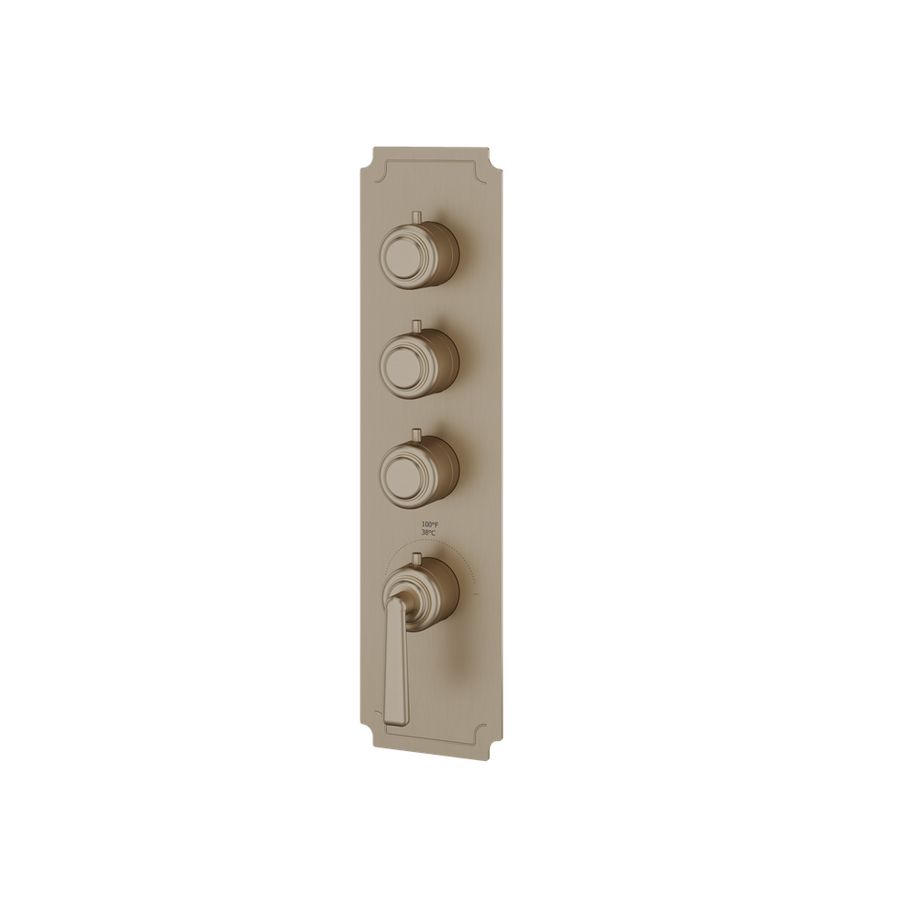 Aquabrass - Forum Round Trim Set for 3 Shut-Off Thermostatic Valve