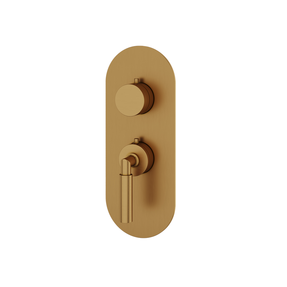 Aquabrass - Aria Round Trim Set for 1 Shut-Off Thermostatic Valve
