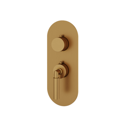 Aquabrass - Aria Round Trim Set for 1 Shut-Off Thermostatic Valve