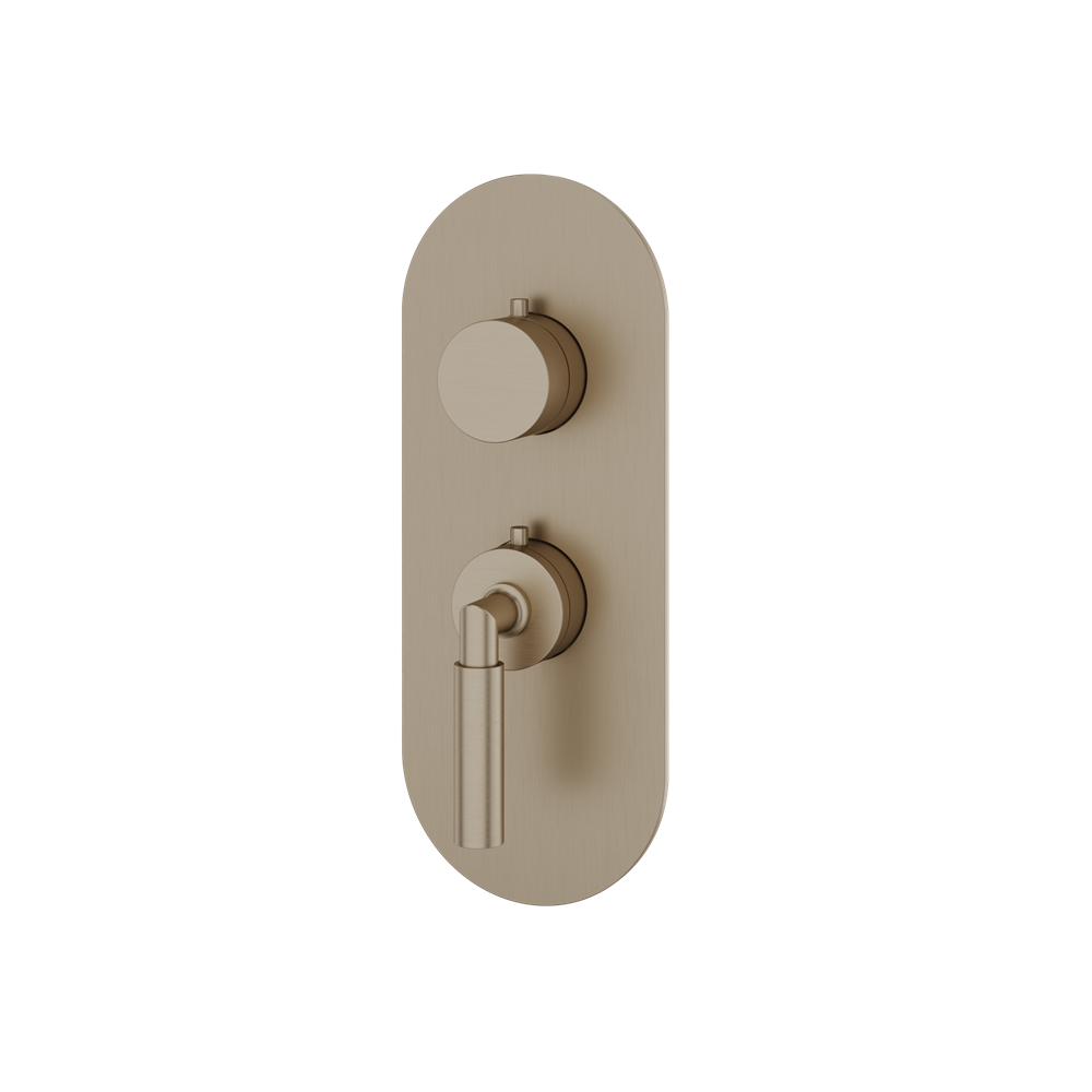 Aquabrass - Aria Round Trim Set for 1 Shut-Off Thermostatic Valve