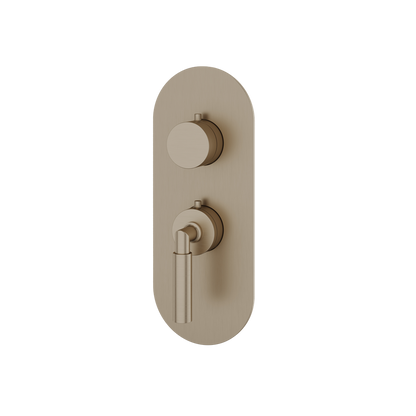 Aquabrass - Aria Round Trim Set for 1 Shut-Off Thermostatic Valve