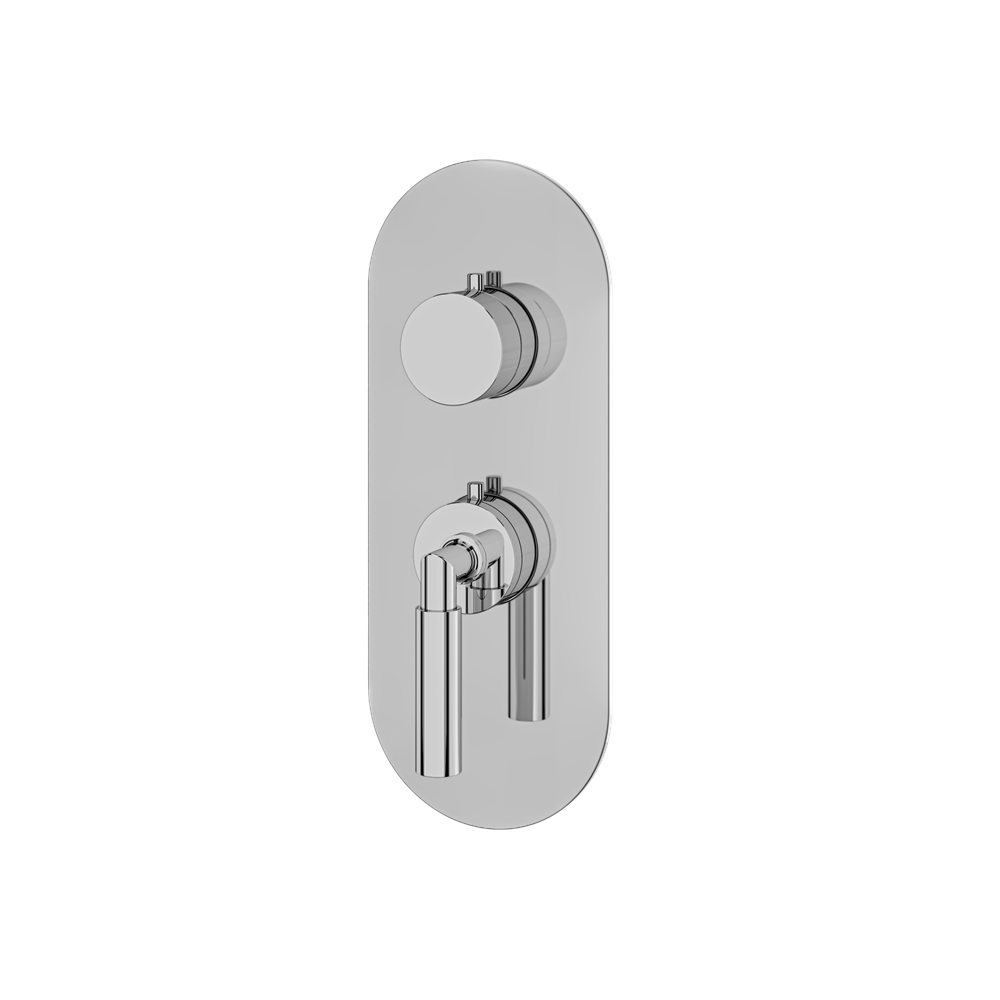 Aquabrass - Aria Round Trim Set for 1 Shut-Off Thermostatic Valve