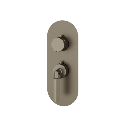 Aquabrass - Montebello Round Trim Set for 1 Shut-Off Thermostatic Valve