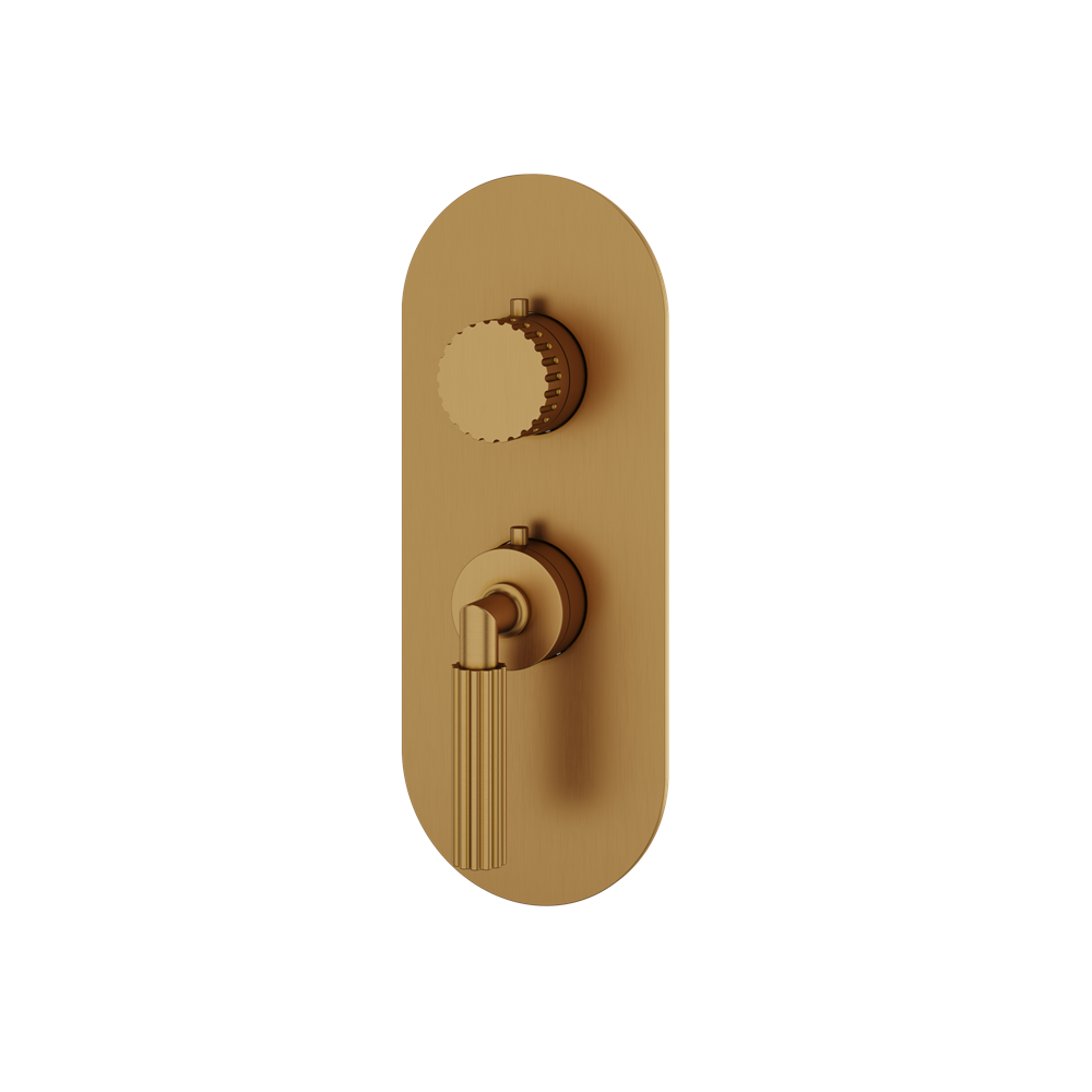 Aquabrass - Montebello Round Trim Set for 1 Shut-Off Thermostatic Valve