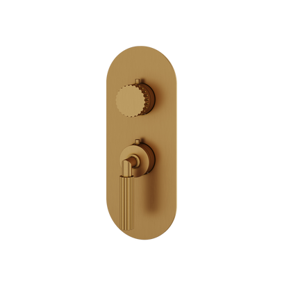 Aquabrass - Montebello Round Trim Set for 1 Shut-Off Thermostatic Valve