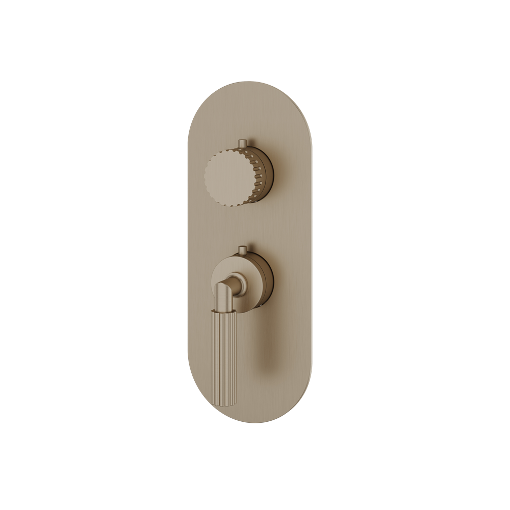 Aquabrass - Montebello Round Trim Set for 1 Shut-Off Thermostatic Valve