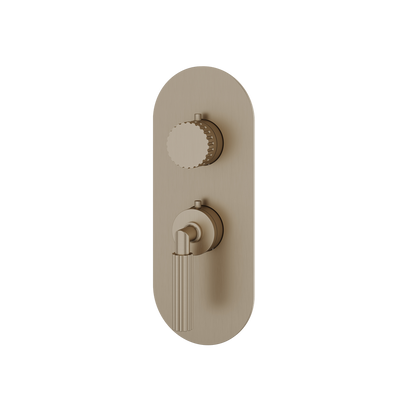 Aquabrass - Montebello Round Trim Set for 1 Shut-Off Thermostatic Valve