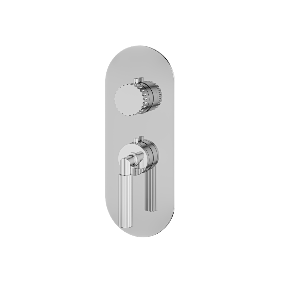 Aquabrass - Montebello Round Trim Set for 1 Shut-Off Thermostatic Valve
