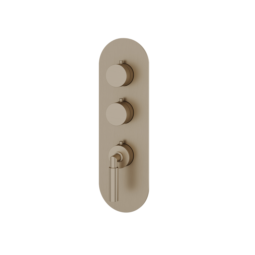 Aquabrass - Aria Round Trim Set for 2 Shut-Off Thermostatic Valve